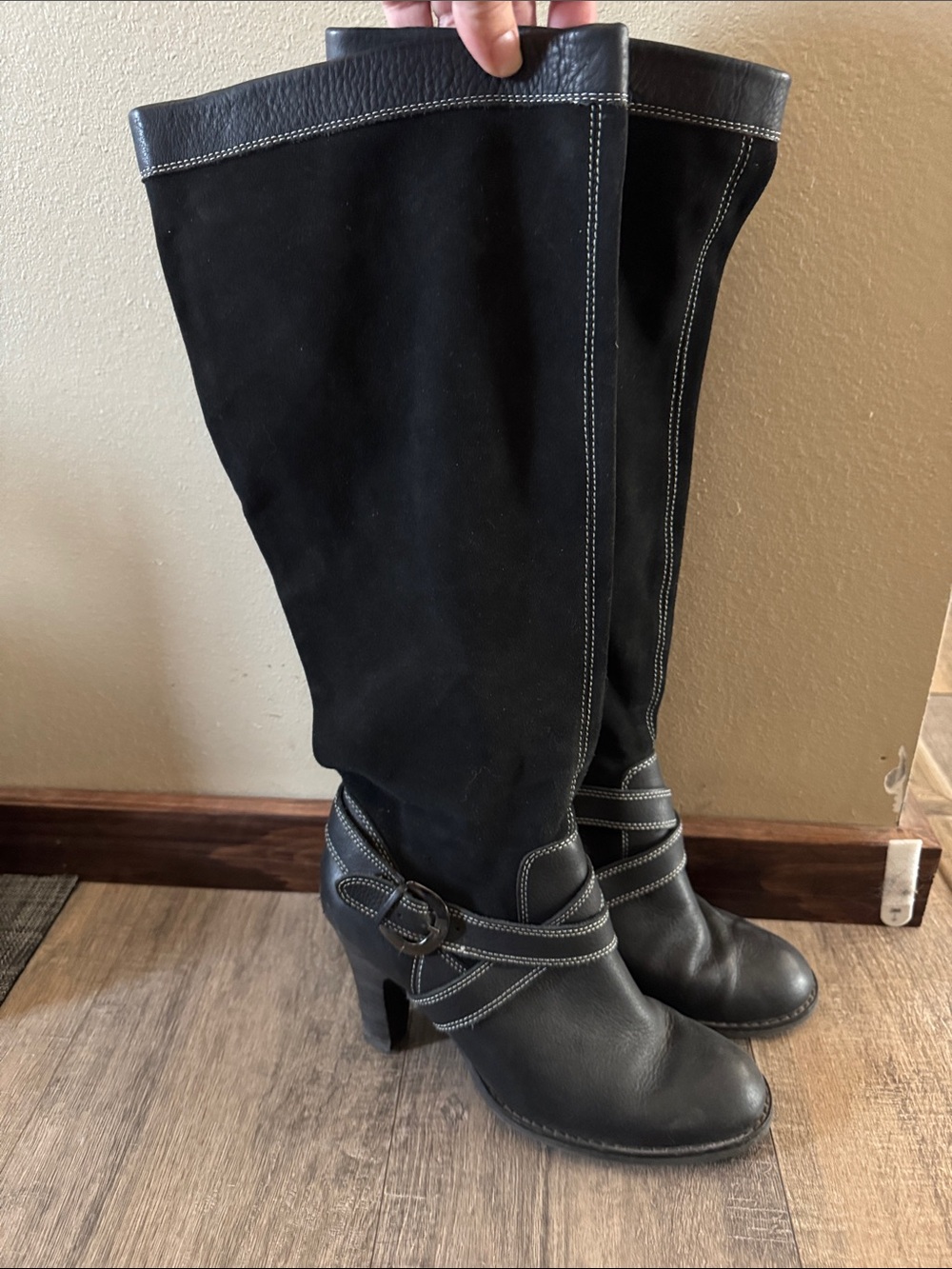 Relativity Black Over-the-Knee Buckle Strap Boots